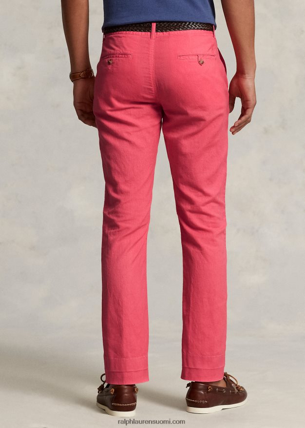 Ralph Lauren miehet suora istuvuus pellava-puuvillahousut 0Z24ZR481 vaaleanpunainen