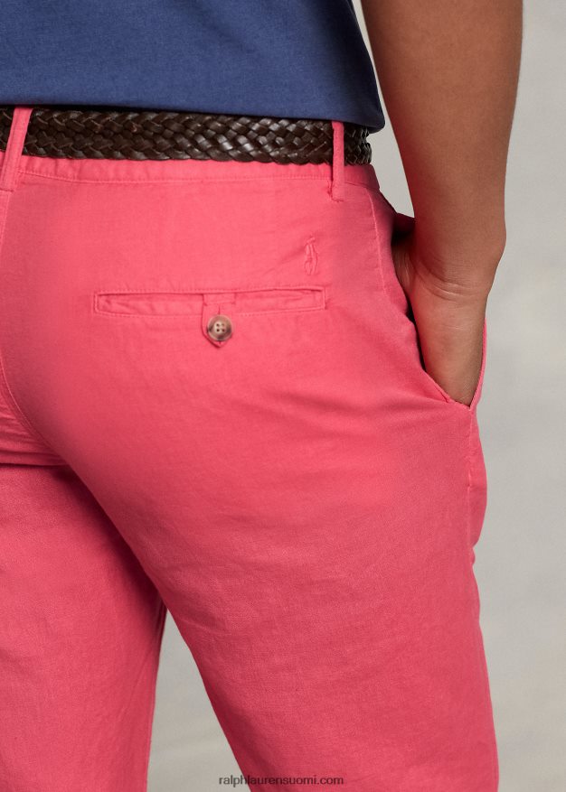 Ralph Lauren miehet suora istuvuus pellava-puuvillahousut 0Z24ZR481 vaaleanpunainen