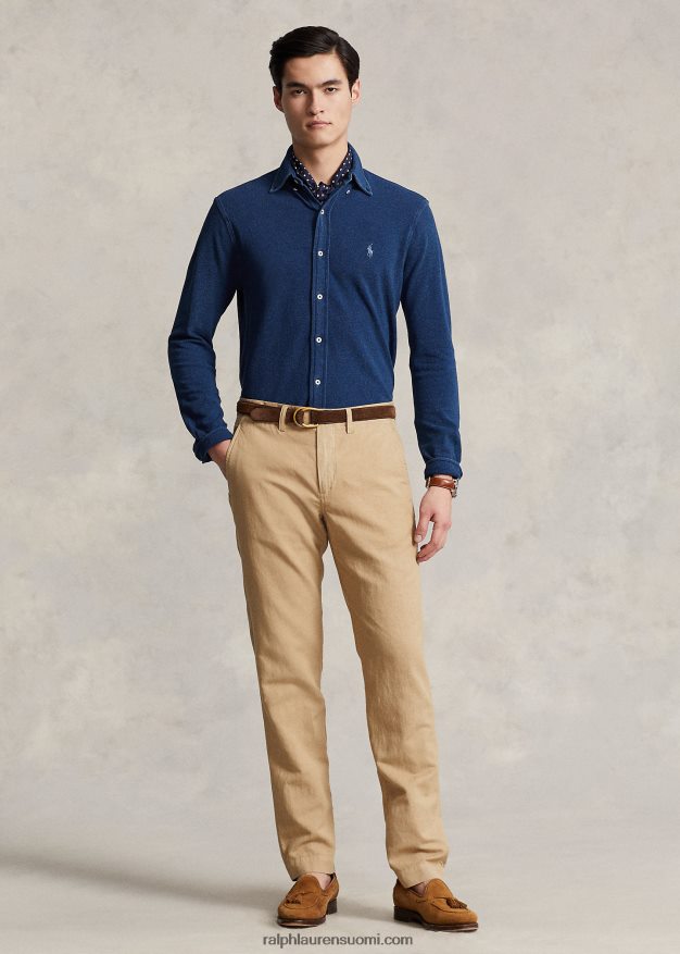 Ralph Lauren miehet suora istuvuus pellava-puuvillahousut 0Z24ZR483 vintage khaki