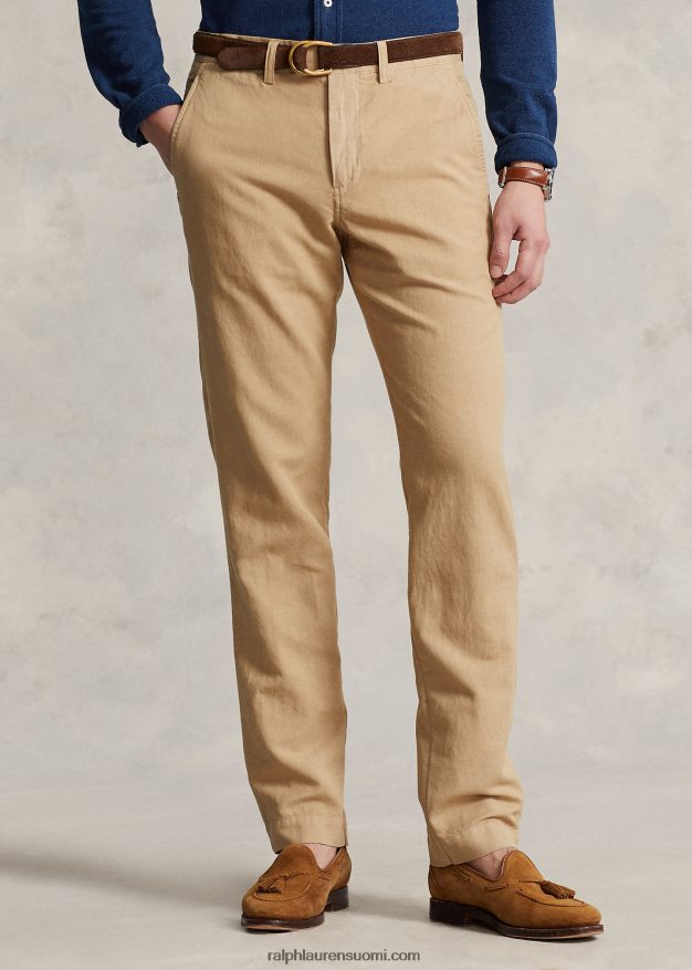 Ralph Lauren miehet suora istuvuus pellava-puuvillahousut 0Z24ZR483 vintage khaki
