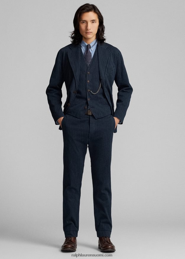 Ralph Lauren miehet upseeri neularaitainen kalanruotohousut 0Z24ZR1698 indigo neularaita