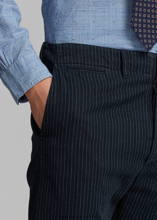 Ralph Lauren miehet upseeri neularaitainen kalanruotohousut 0Z24ZR1698 indigo neularaita