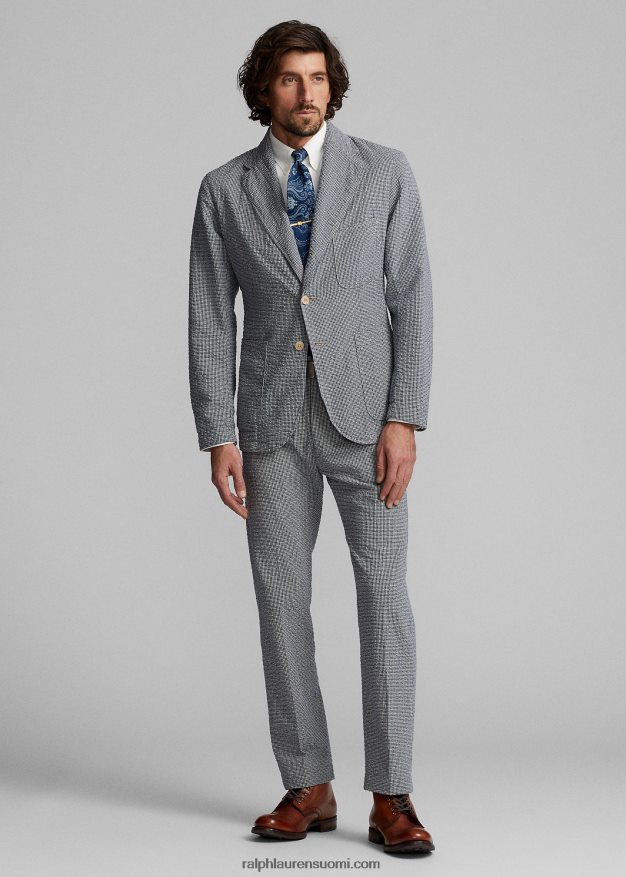 Ralph Lauren miehet upseeri seersucker housut 0Z24ZR1697 sininen/kerma