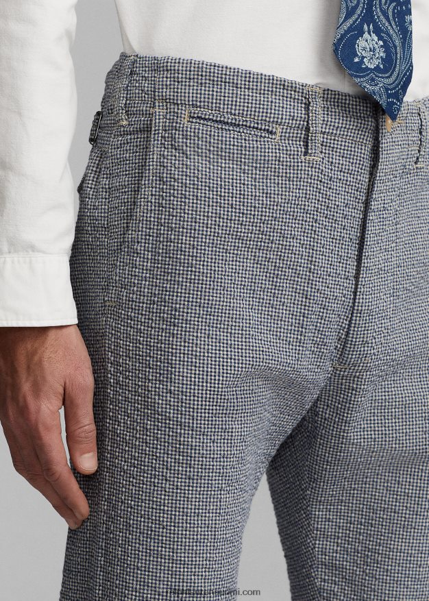 Ralph Lauren miehet upseeri seersucker housut 0Z24ZR1697 sininen/kerma