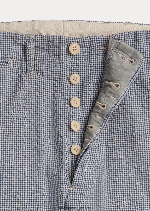 Ralph Lauren miehet upseeri seersucker housut 0Z24ZR1697 sininen/kerma