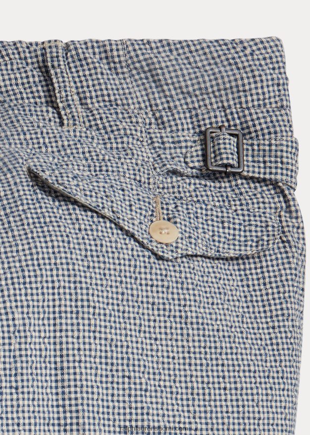 Ralph Lauren miehet upseeri seersucker housut 0Z24ZR1697 sininen/kerma