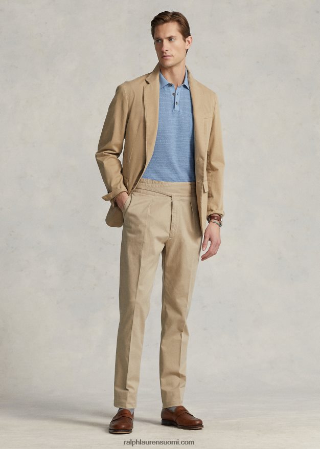 Ralph Lauren miehet vaatevärjätty joustava chino-pukuhousut 0Z24ZR1091 rannikon beige