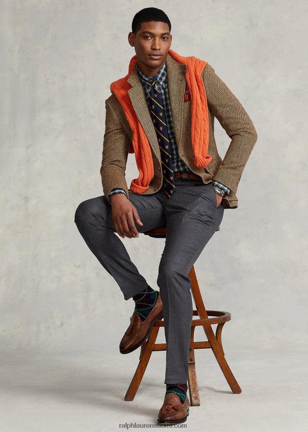 Ralph Lauren miehet villaiset oxford-pukuhousut 0Z24ZR570 keskiharmaa