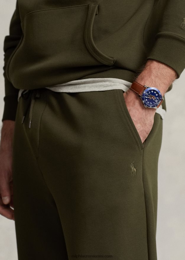 Ralph Lauren miehet logokuvioidut kaksoisneulotut lenkkeilyhousut 0Z24ZR1368 yrityksen oliivi