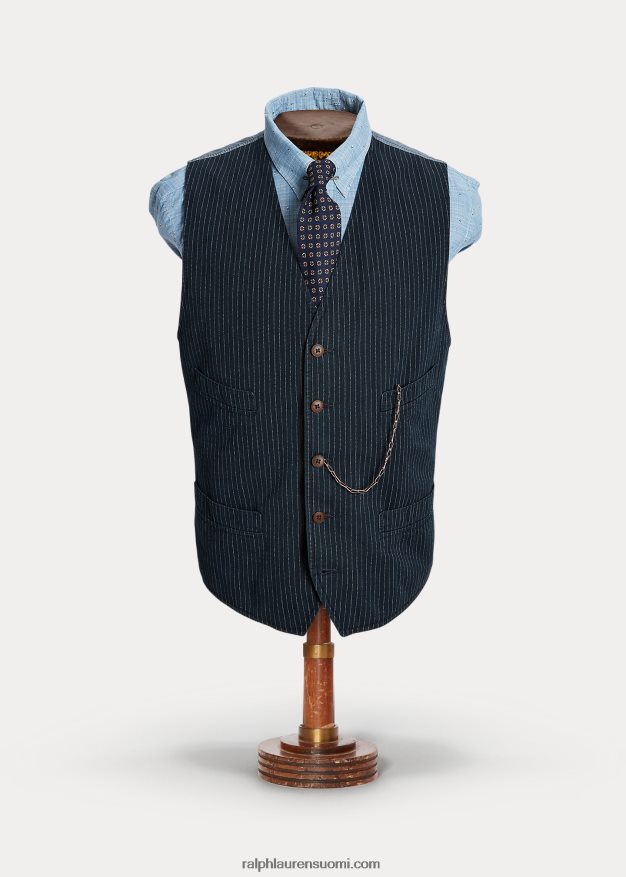 Ralph Lauren miehet raidallinen kalanruotoliivi 0Z24ZR1746 indigo neularaita