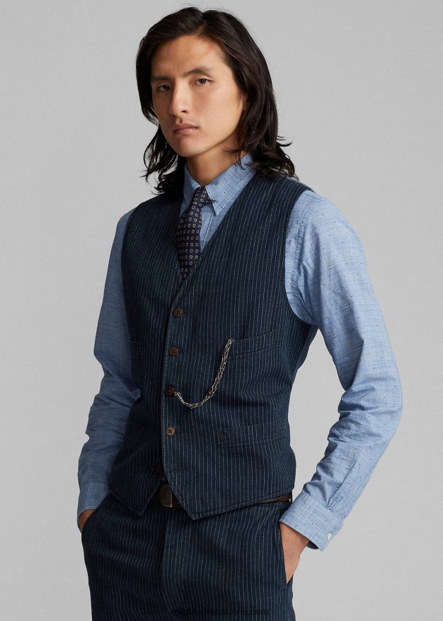 Ralph Lauren miehet raidallinen kalanruotoliivi 0Z24ZR1746 indigo neularaita