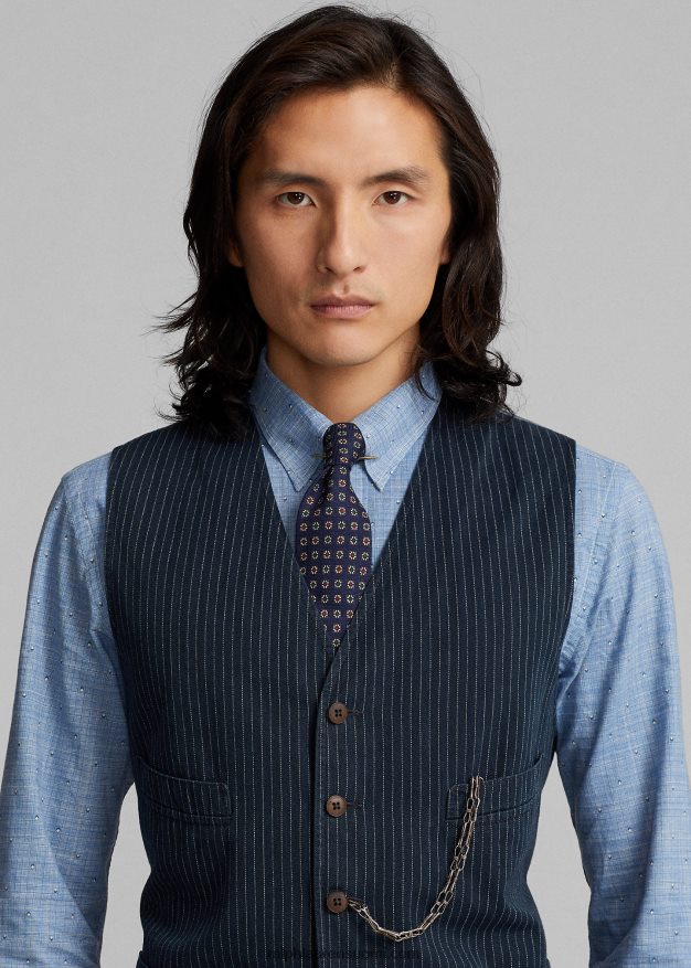 Ralph Lauren miehet raidallinen kalanruotoliivi 0Z24ZR1746 indigo neularaita