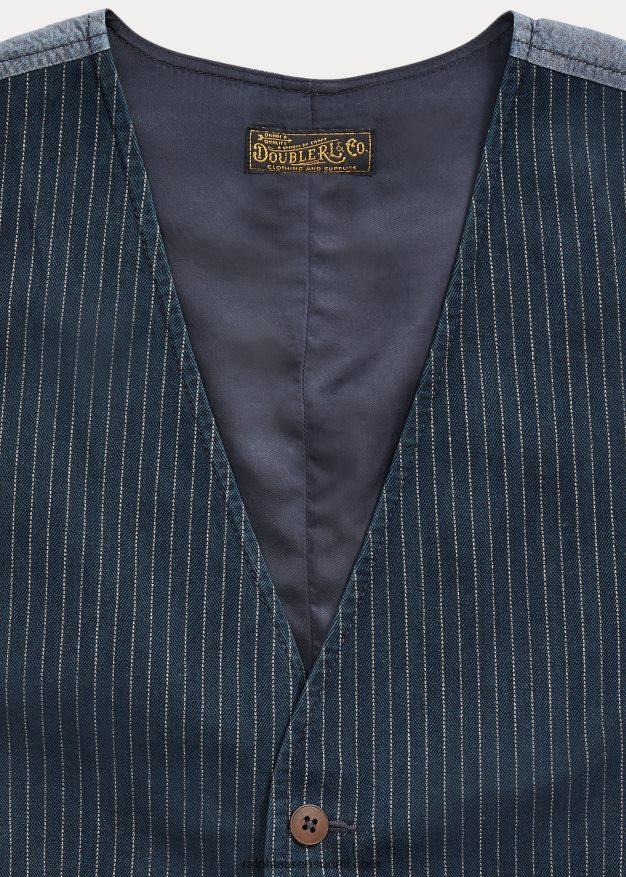 Ralph Lauren miehet raidallinen kalanruotoliivi 0Z24ZR1746 indigo neularaita