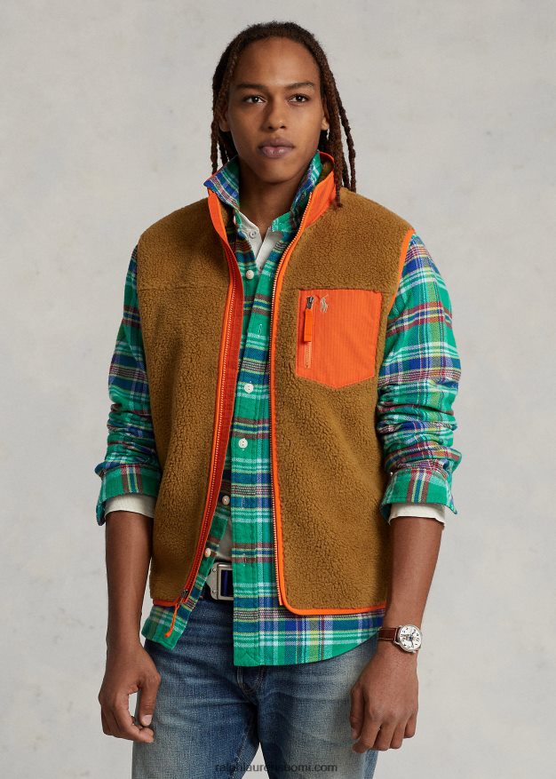 Ralph Lauren miehet sidottu fleece-liivi 0Z24ZR1254 sandsurf