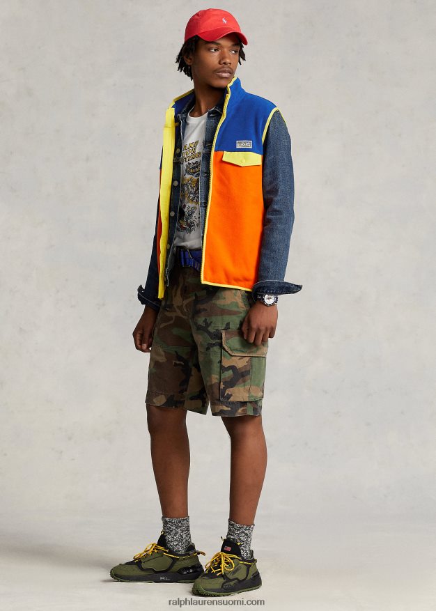 Ralph Lauren miehet värillinen harjattu fleece-liivi 0Z24ZR1265 purjehdus oranssi multi