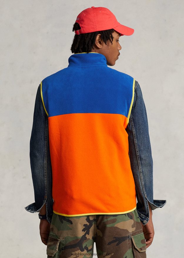 Ralph Lauren miehet värillinen harjattu fleece-liivi 0Z24ZR1265 purjehdus oranssi multi