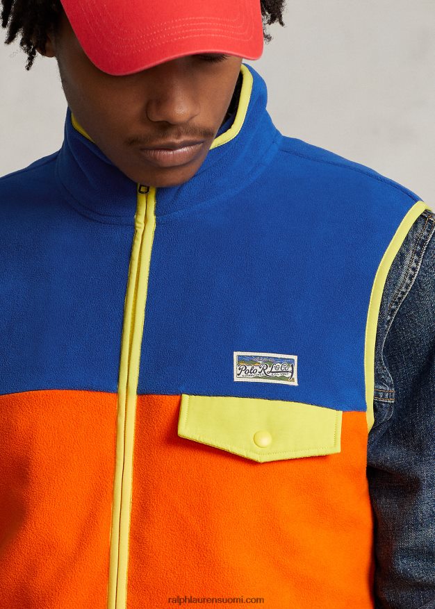 Ralph Lauren miehet värillinen harjattu fleece-liivi 0Z24ZR1265 purjehdus oranssi multi