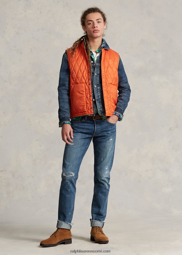 Ralph Lauren miehet vettä hylkivä tikattu liivi 0Z24ZR1198 college oranssi