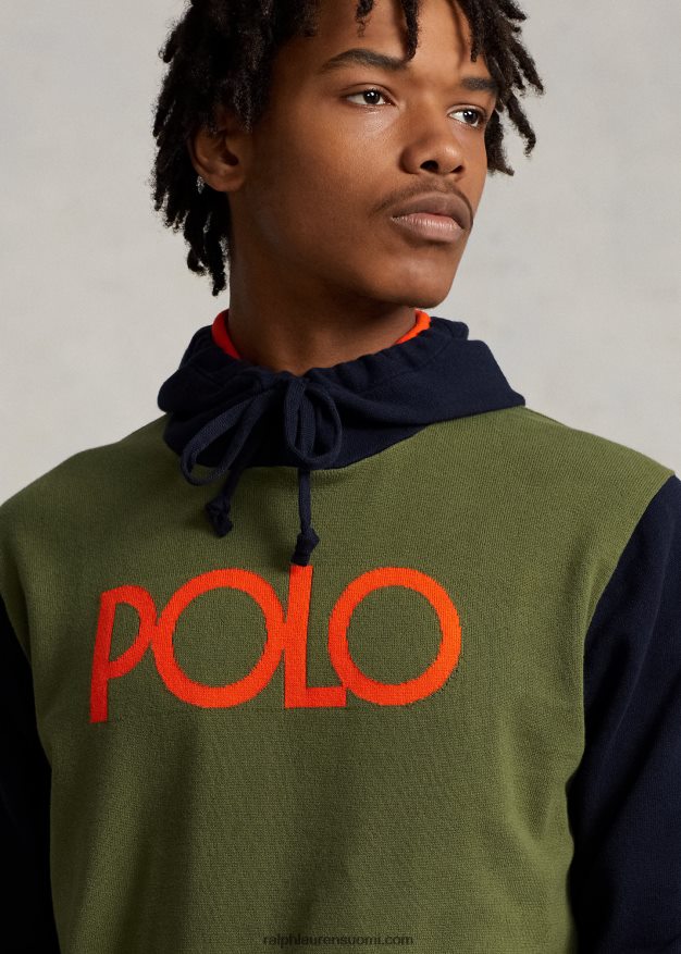 Ralph Lauren miehet Logolla värillinen puuvillahupullinen pusero 0Z24ZR8502 tumma salvia yhdistelmä