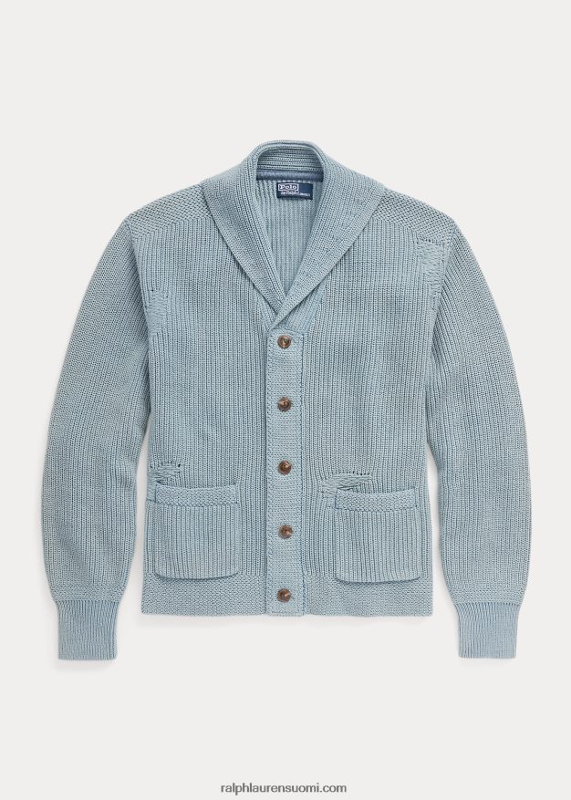 Ralph Lauren miehet ahdistunut puuvillahuivi neuletakki 0Z24ZR1100 indigo multi