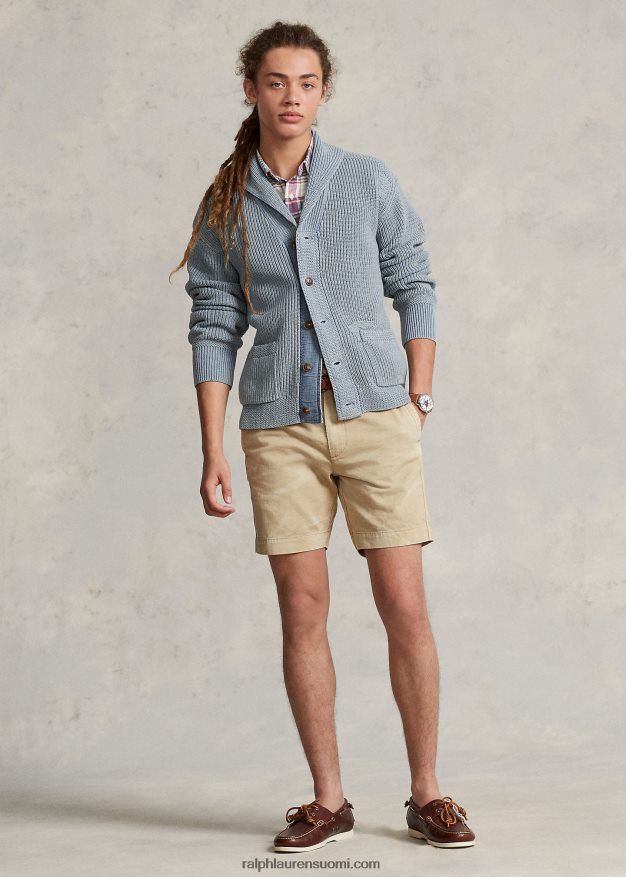 Ralph Lauren miehet ahdistunut puuvillahuivi neuletakki 0Z24ZR1100 indigo multi