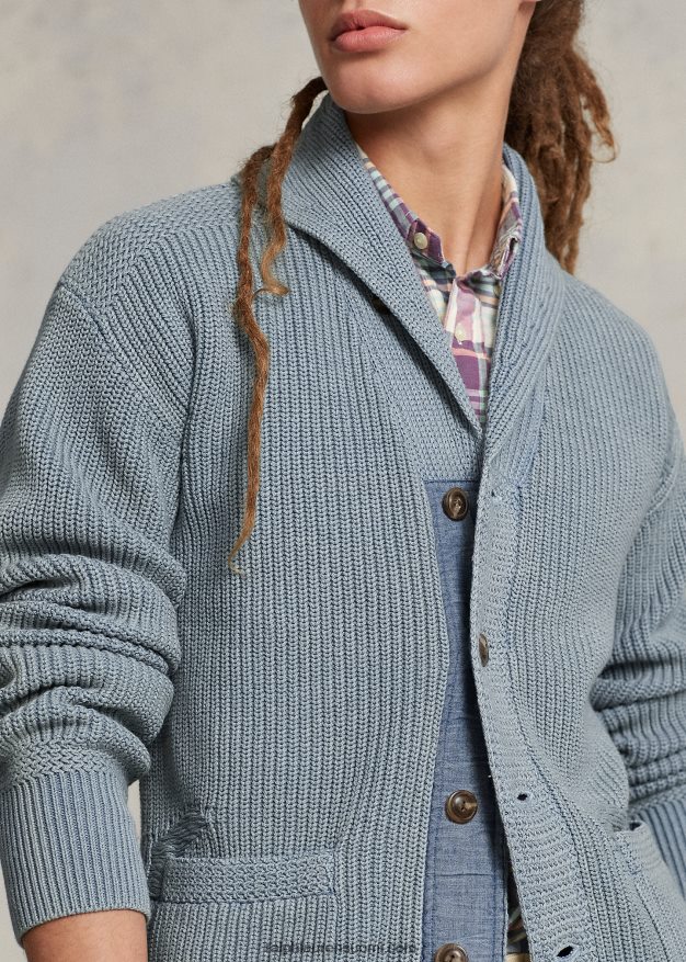 Ralph Lauren miehet ahdistunut puuvillahuivi neuletakki 0Z24ZR1100 indigo multi