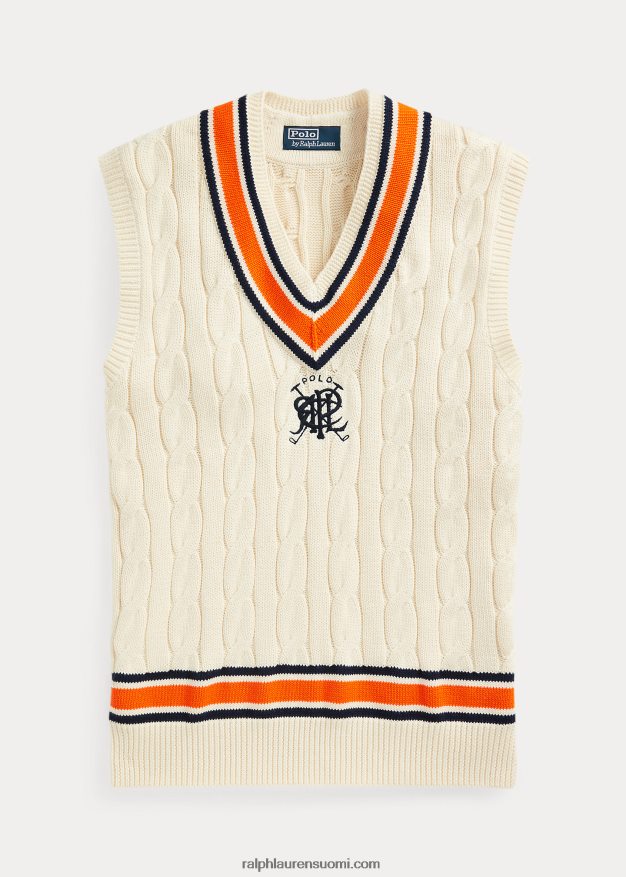 Ralph Lauren miehet crest-puuvillainen krikettiliiivi 0Z24ZR897 kerma multi