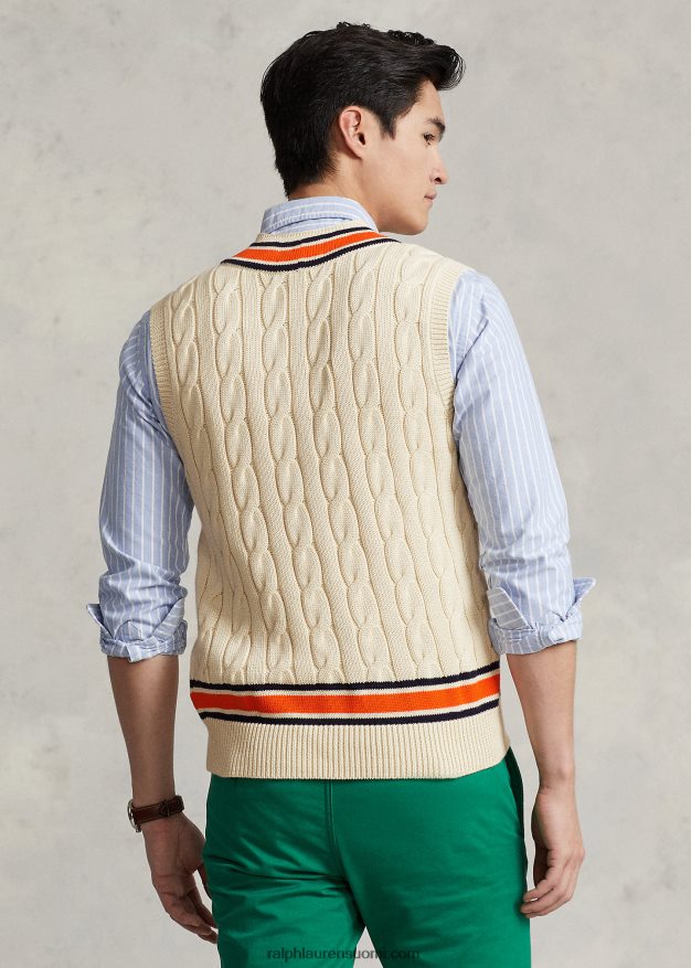 Ralph Lauren miehet crest-puuvillainen krikettiliiivi 0Z24ZR897 kerma multi