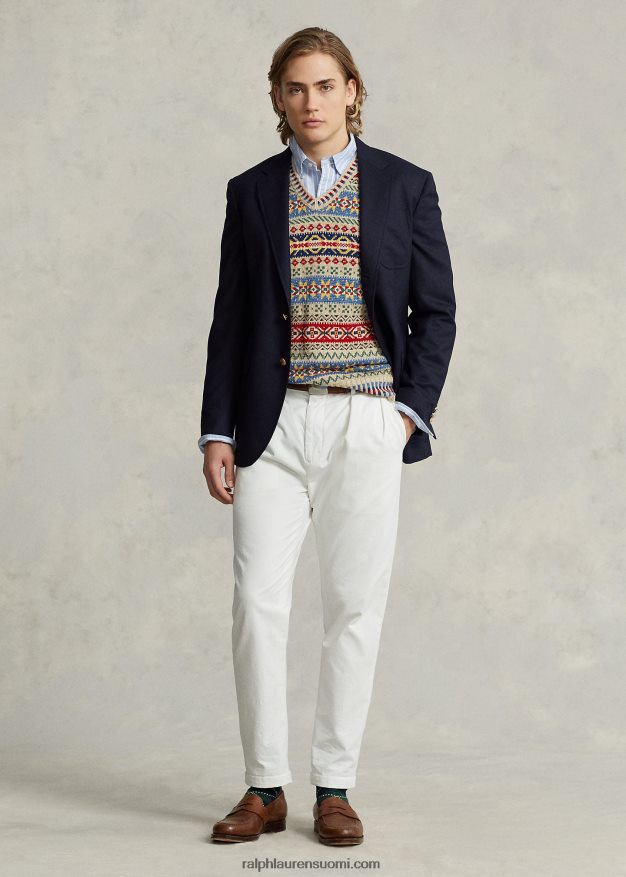 Ralph Lauren miehet fair Isle puuvilla-pellava villapusero liivi 0Z24ZR8464 rusketus moni