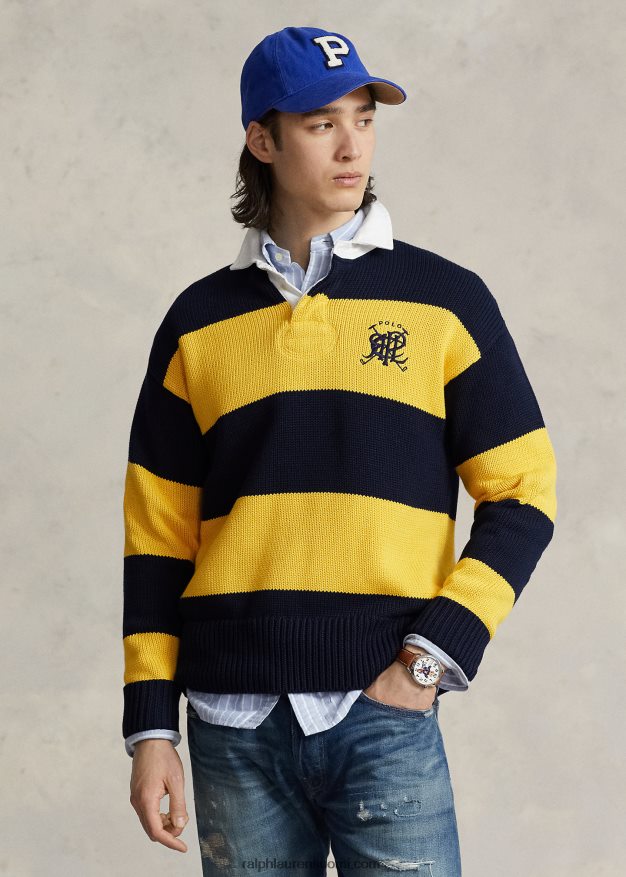 Ralph Lauren miehet harjaraidallinen puuvillainen rugbypusero 0Z24ZR8483 laivasto multi