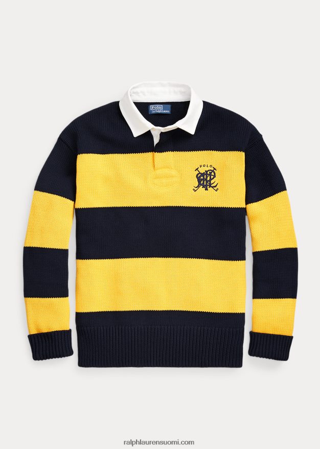 Ralph Lauren miehet harjaraidallinen puuvillainen rugbypusero 0Z24ZR8483 laivasto multi