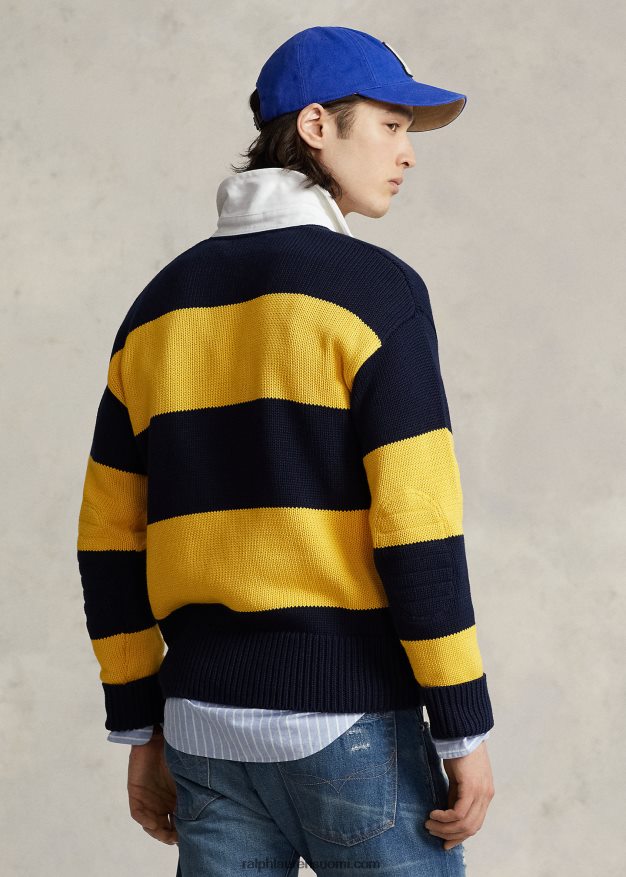 Ralph Lauren miehet harjaraidallinen puuvillainen rugbypusero 0Z24ZR8483 laivasto multi