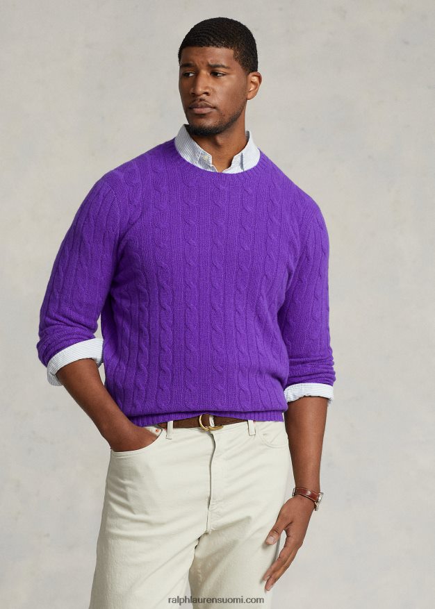Ralph Lauren miehet ikoninen kaapelineulottu kashmirpusero 0Z24ZR1675 valtionhoitaja violetti