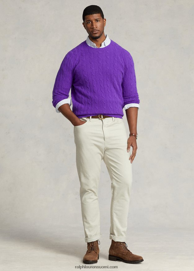Ralph Lauren miehet ikoninen kaapelineulottu kashmirpusero 0Z24ZR1675 valtionhoitaja violetti