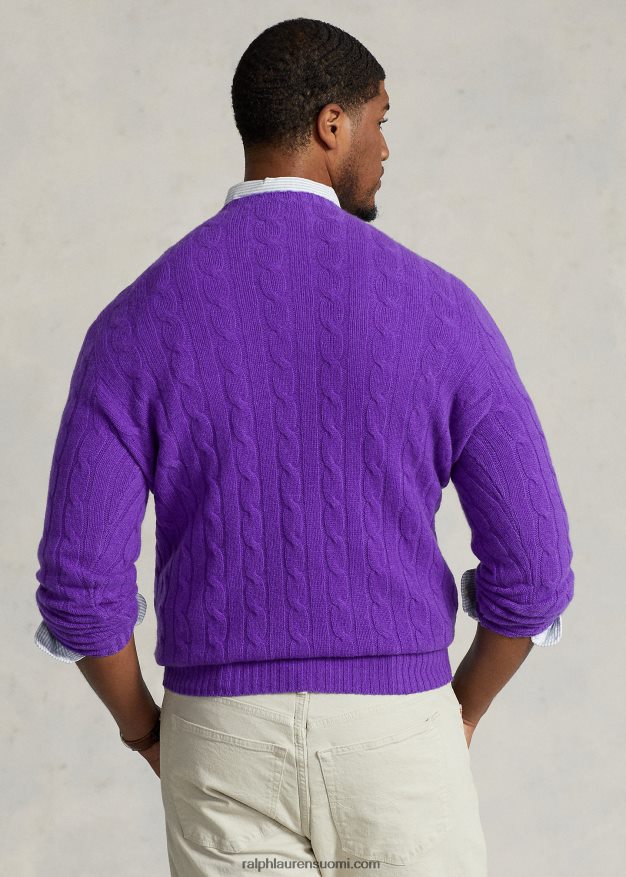 Ralph Lauren miehet ikoninen kaapelineulottu kashmirpusero 0Z24ZR1675 valtionhoitaja violetti