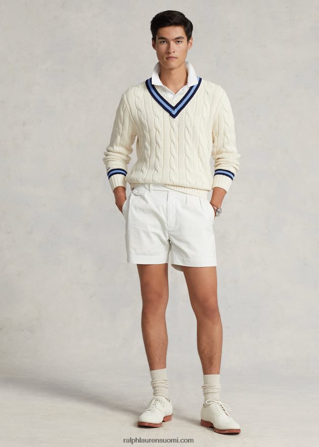 Ralph Lauren miehet ikoninen krikettipusero 0Z24ZR8380 kerma laivastonsinisellä raidalla