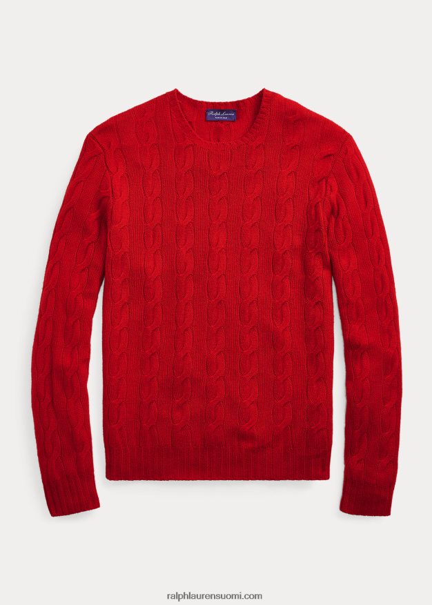 Ralph Lauren miehet kaapelineulottu kashmir villapaita 0Z24ZR69 klassinen punainen