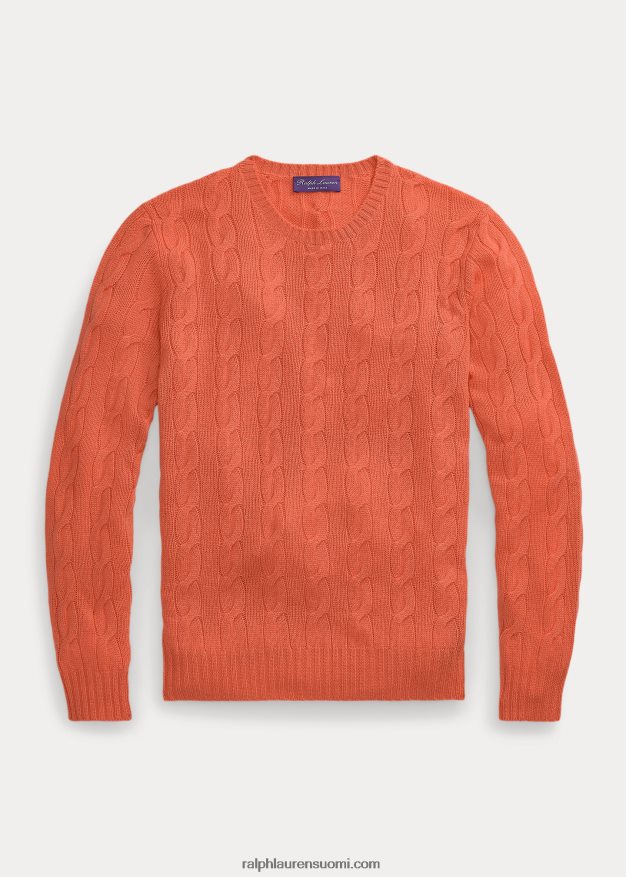 Ralph Lauren miehet kaapelineulottu kashmir villapaita 0Z24ZR71 meloni