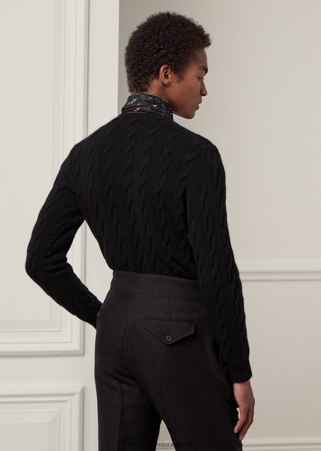 Ralph Lauren miehet kaapelineulottu kashmir villapaita 0Z24ZR73 klassinen musta