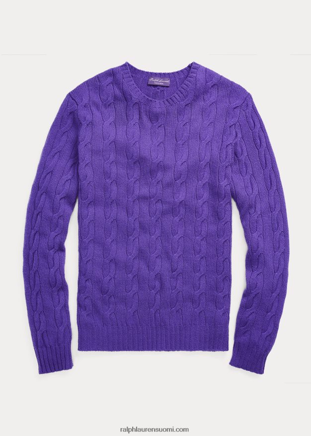 Ralph Lauren miehet kaapelineulottu kashmir villapaita 0Z24ZR74 klassinen violetti