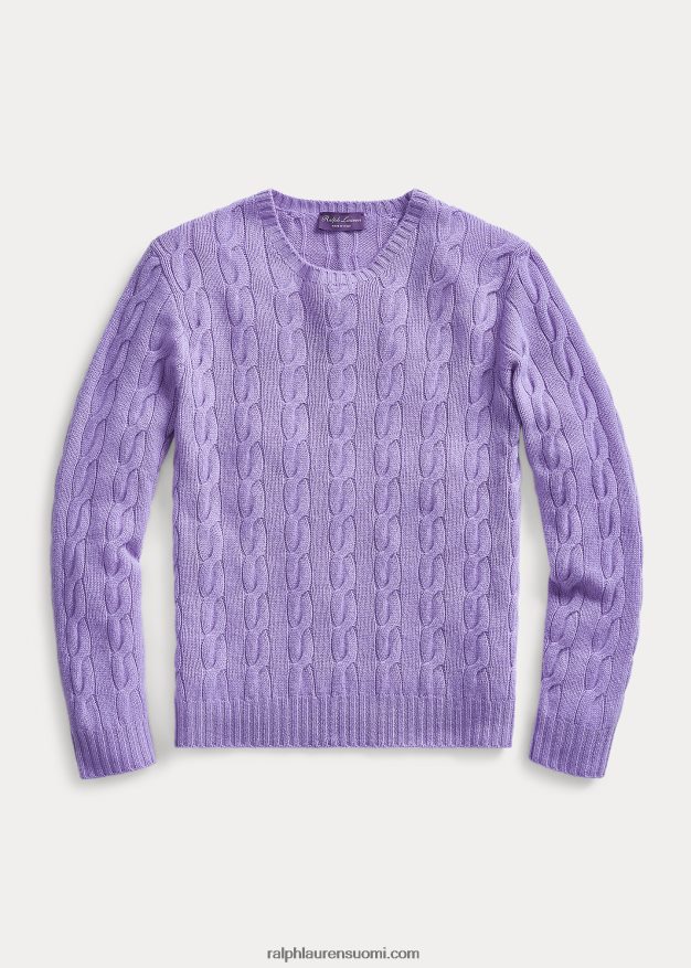 Ralph Lauren miehet kaapelineulottu kashmir villapaita 0Z24ZR75 klassinen laventeli