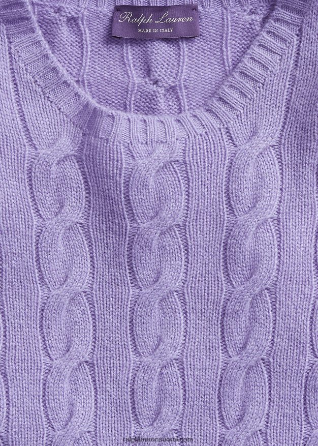 Ralph Lauren miehet kaapelineulottu kashmir villapaita 0Z24ZR75 klassinen laventeli