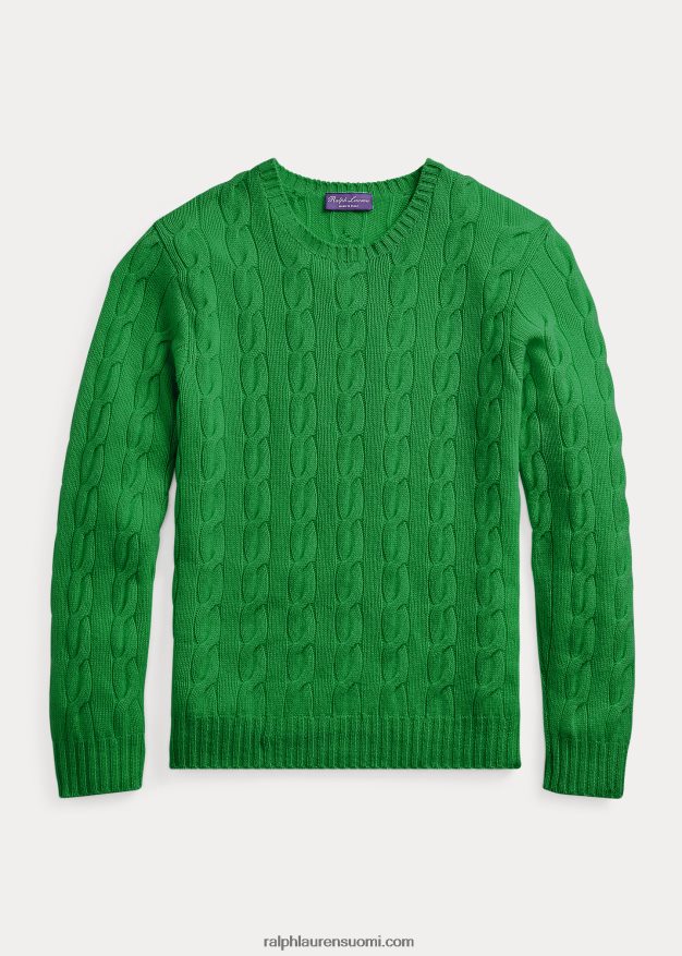 Ralph Lauren miehet kaapelineulottu kashmir villapaita 0Z24ZR77 merenkulun vihreä
