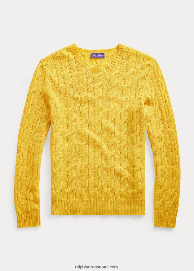 Ralph Lauren miehet kaapelineulottu kashmir villapaita 0Z24ZR78 klassinen sitruunankeltainen