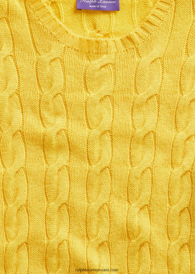 Ralph Lauren miehet kaapelineulottu kashmir villapaita 0Z24ZR78 klassinen sitruunankeltainen
