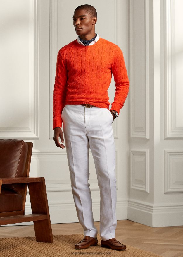 Ralph Lauren miehet kaapelineulottu kashmir villapaita 0Z24ZR79 katkeransuloinen