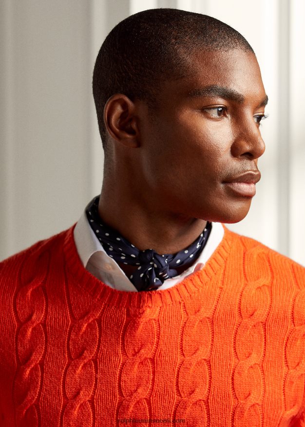 Ralph Lauren miehet kaapelineulottu kashmir villapaita 0Z24ZR79 katkeransuloinen