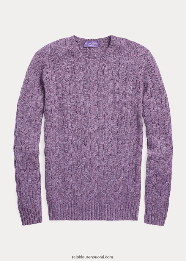 Ralph Lauren miehet kaapelineulottu kashmir villapaita 0Z24ZR81 viinirypälemelange