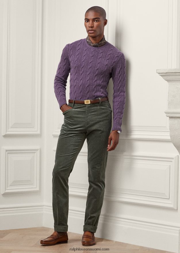 Ralph Lauren miehet kaapelineulottu kashmir villapaita 0Z24ZR81 viinirypälemelange