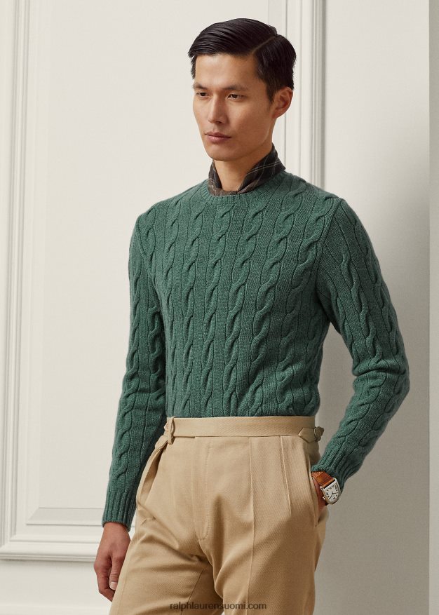 Ralph Lauren miehet kaapelineulottu kashmir villapaita 0Z24ZR82 isla blue melange